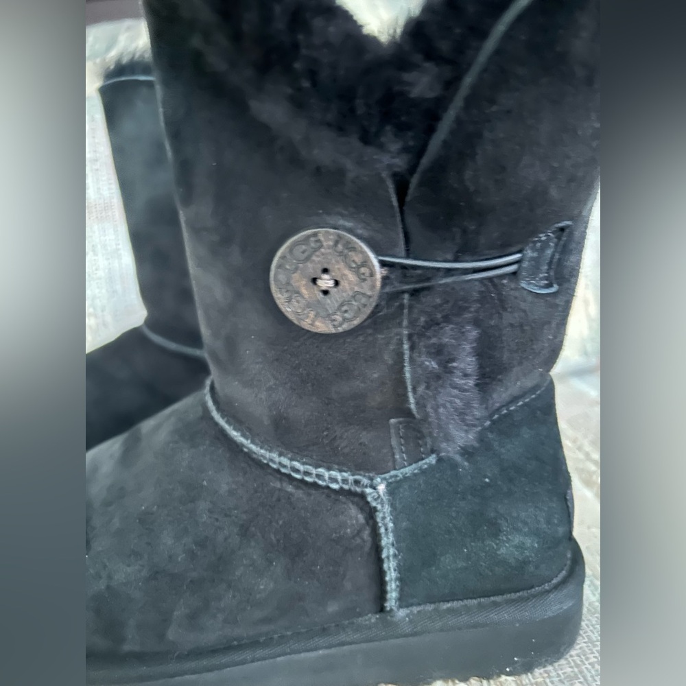 UGG Black Suede Bailey Button II Boots - Picture 6 of 12